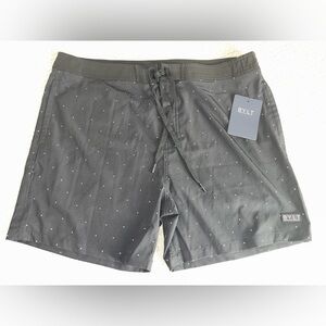 BYLT Basics Men's Black Swim Board Shorts with Subtle Dot Print
